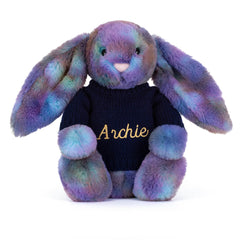 Zodihop Luxe Bunny with Personalized Navy Jumper - Jellycat For Sale