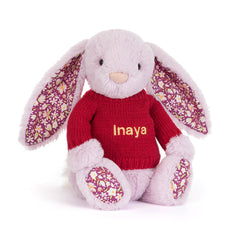 Thistlepop Blossom Luxe Bunny with Personalized Red Jumper - Jellycat Sale