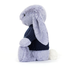 Bashful Viola Bunny with Personalized Navy Jumper - Jellycat Sale