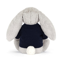 Blossom Silver Bunny 'Bloom' with Personalized Navy Jumper - Jellycat Online
