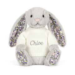 Blossom Silver Bunny 'Bloom' with Personalized Cream Jumper - Jellycat Discount