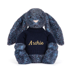 Hopscone Luxe Bunny with Personalized Navy Jumper - Jellycat Online