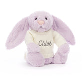 Bashful Lilac Bunny with Personalized Cream Jumper - Jellycat For Sale