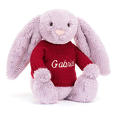 Bashful Lilac Bunny with Personalized Red Jumper - Jellycat Online