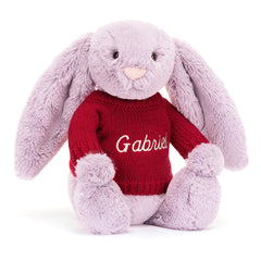 Bashful Lilac Bunny with Personalized Red Jumper - Jellycat Online