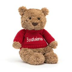 Bartholomew Bear with Personalized Red Jumper - Jellycat For Sale