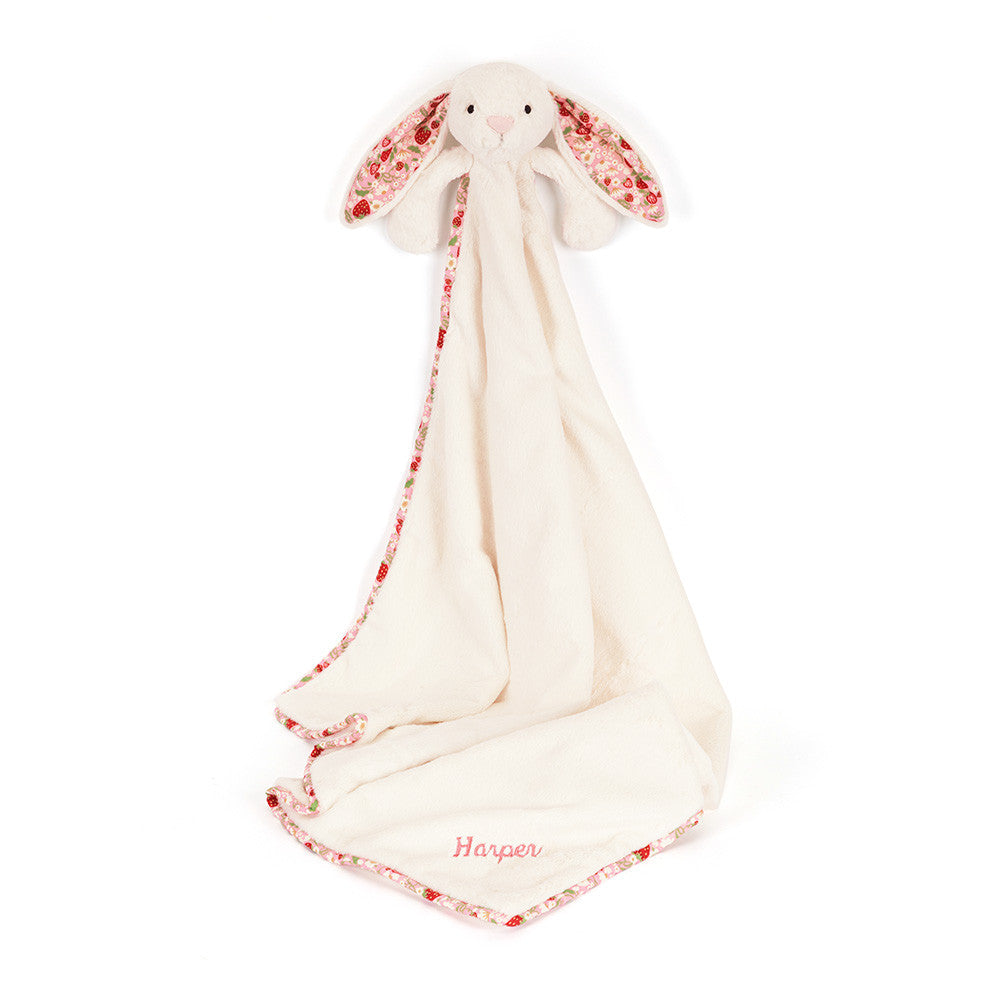 Personalized Blossom Cream Bunny 'Berry' Blankie - Jellycat For Sale