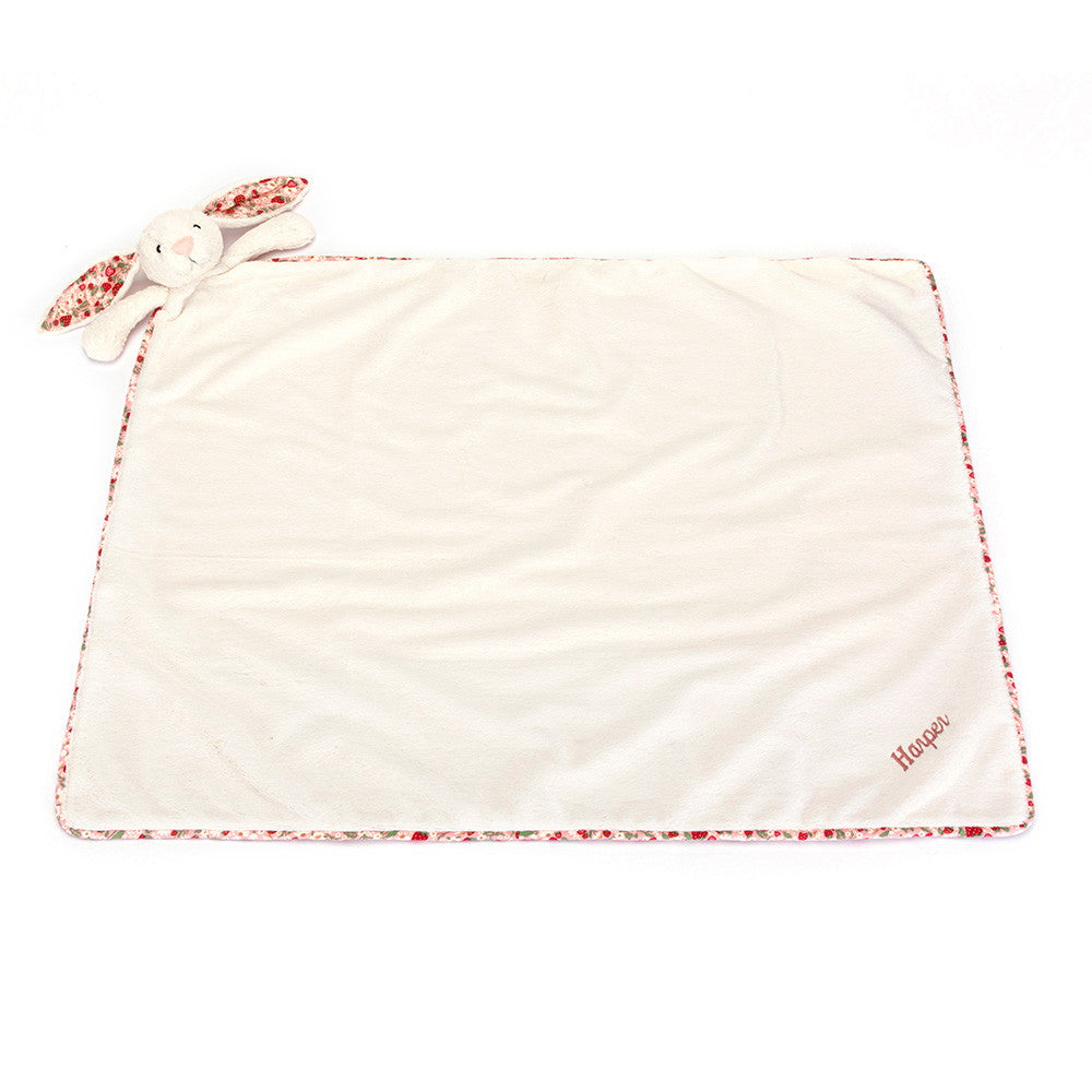 Personalized Blossom Cream Bunny 'Berry' Blankie - Jellycat For Sale