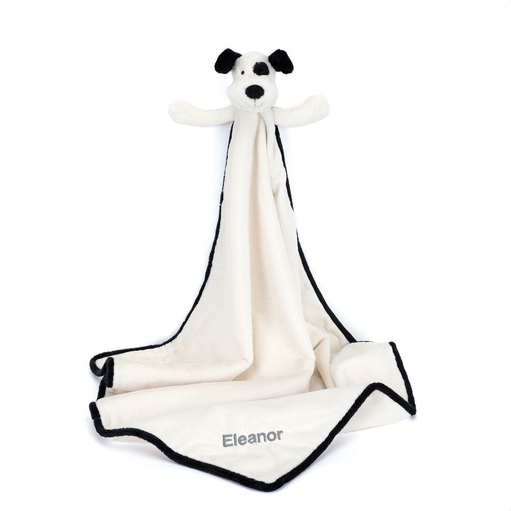 Personalized Bashful Black & Cream Puppy Blankie - Jellycat Sale