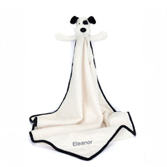 Personalized Bashful Black & Cream Puppy Blankie - Jellycat Sale