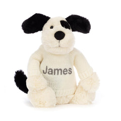 Bashful Black & Cream Puppy with Personalized Cream Jumper - Jellycat Discount