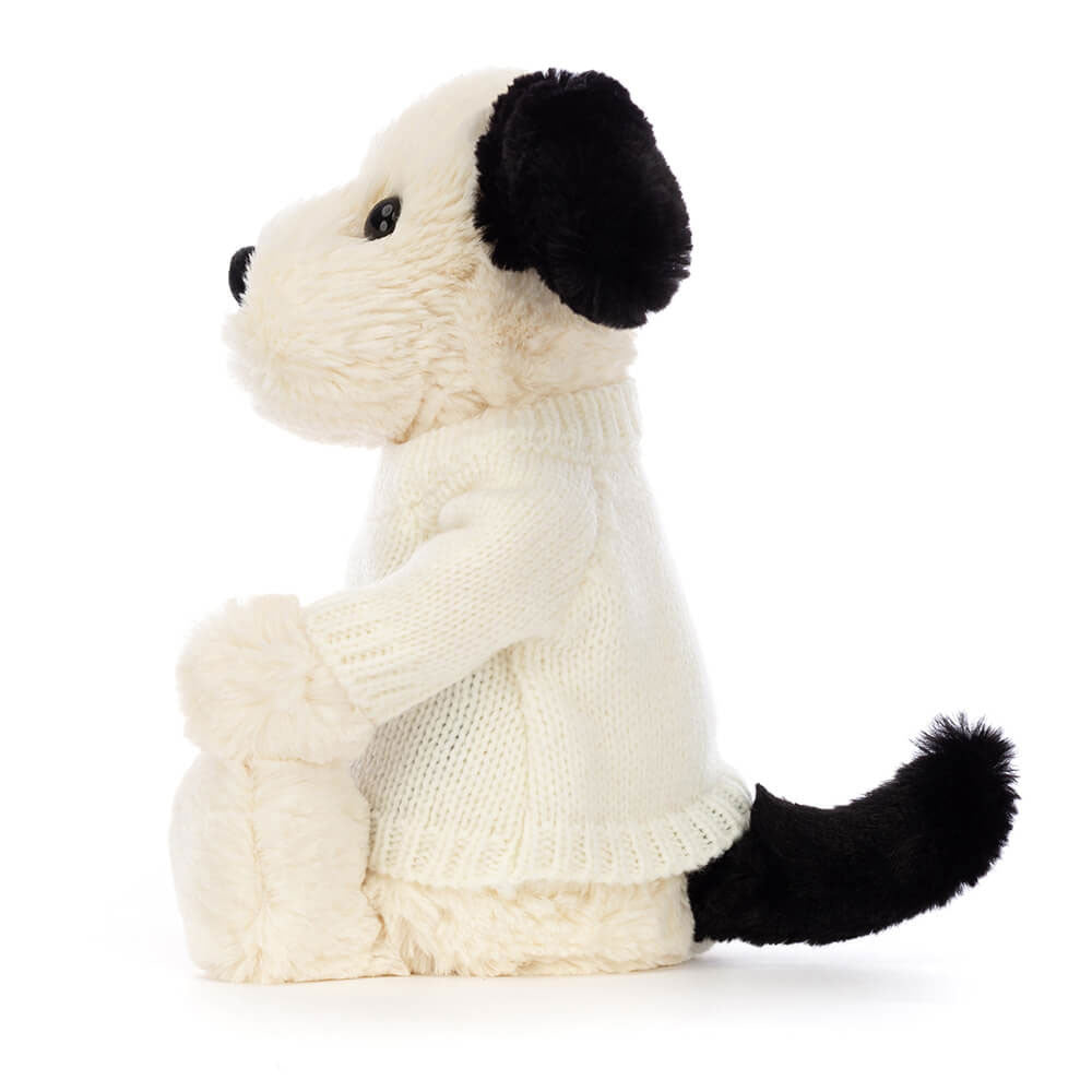 Bashful Black & Cream Puppy with Personalized Cream Jumper - Jellycat Discount