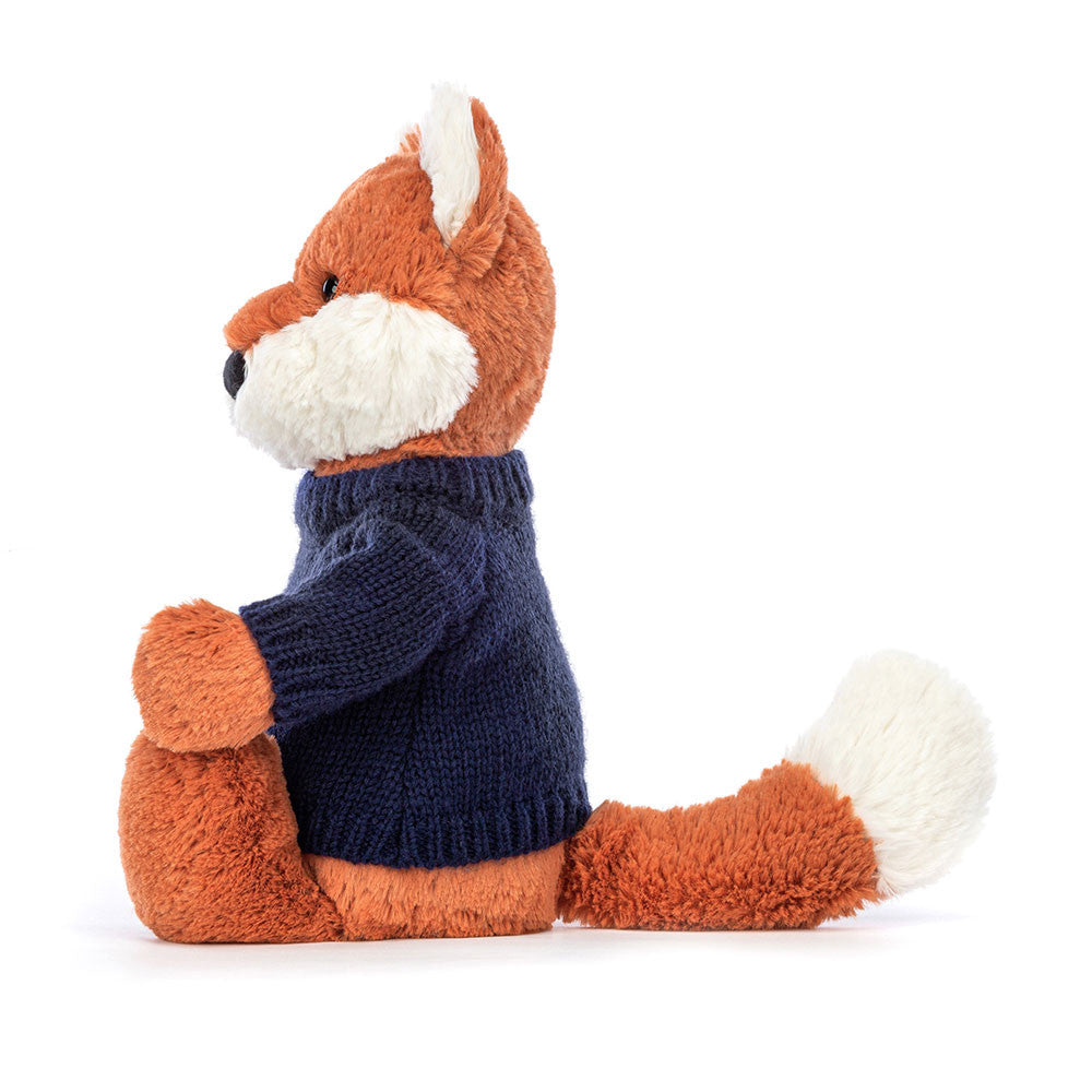 Bashful Fox Cub with Personalized Navy Jumper - Jellycat