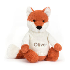 Bashful Fox Cub with Personalized Cream Jumper - Jellycat For Sale