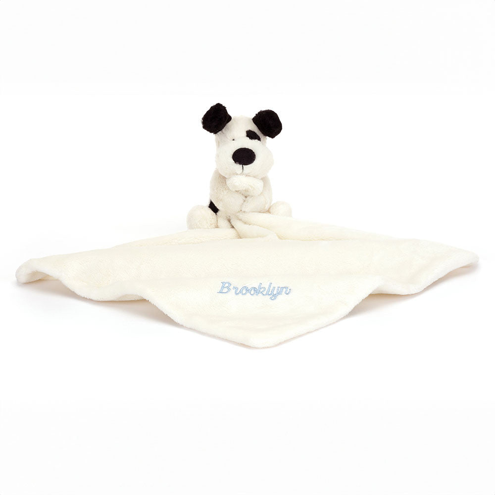 Personalized Bashful Black & Cream Puppy Soother - Jellycat For Sale