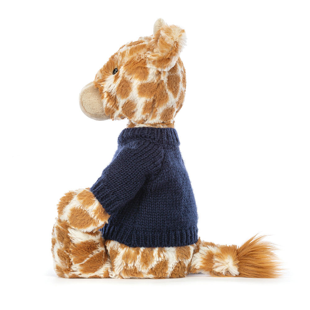 Bashful Giraffe with Personalized Navy Jumper - Jellycat For Sale