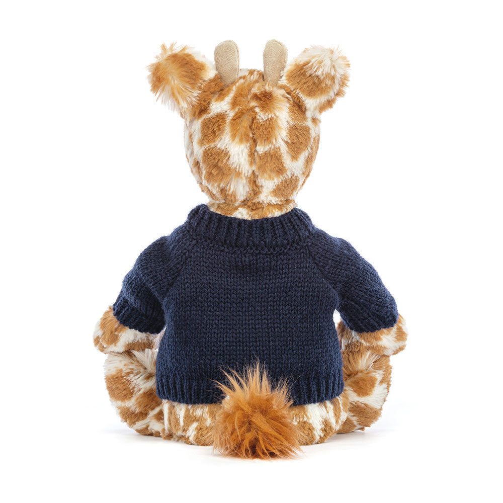 Bashful Giraffe with Personalized Navy Jumper - Jellycat For Sale