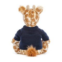 Bashful Giraffe with Personalized Navy Jumper - Jellycat For Sale