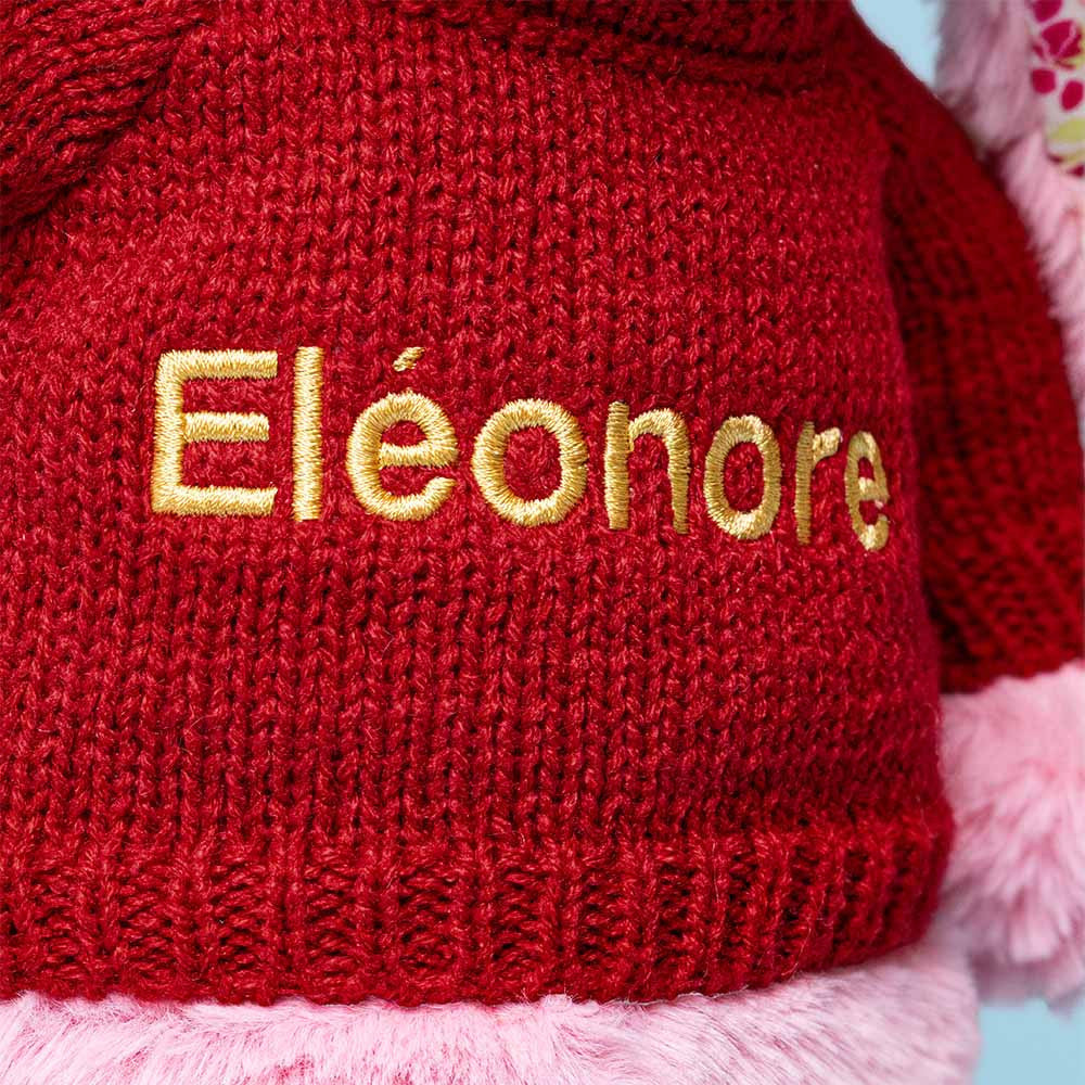 Blushkin Blossom Luxe Bunny with Personalized Red Jumper - Jellycat For Sale
