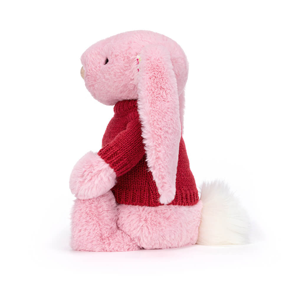 Blushkin Blossom Luxe Bunny with Personalized Red Jumper - Jellycat For Sale
