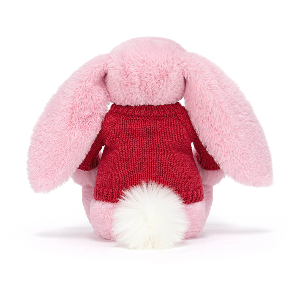 Blushkin Blossom Luxe Bunny with Personalized Red Jumper - Jellycat For Sale
