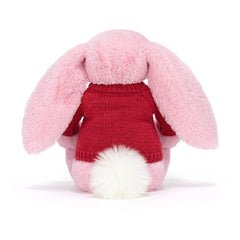 Blushkin Blossom Luxe Bunny with Personalized Red Jumper - Jellycat For Sale