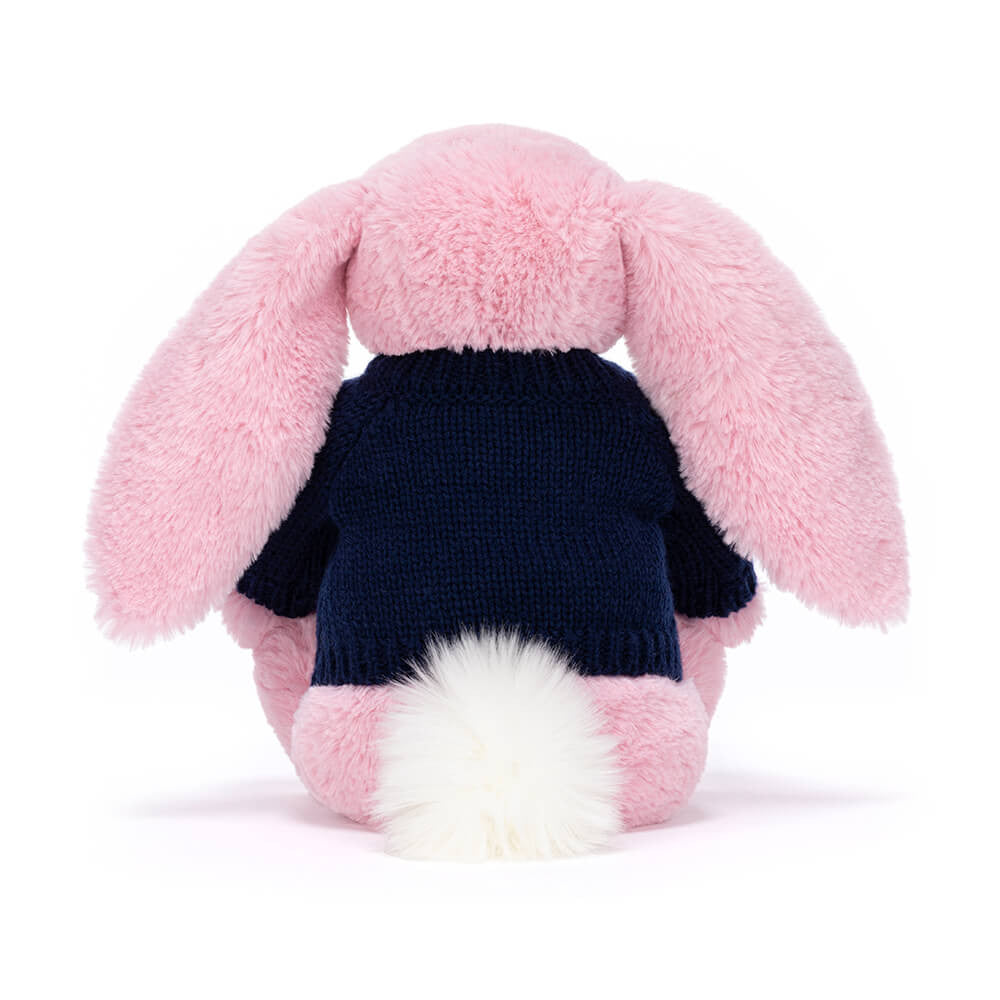 Blushkin Blossom Luxe Bunny with Personalized Navy Jumper - Jellycat Online