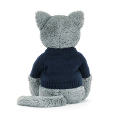 Bashful Kitten with Personalized Navy Jumper - Jellycat