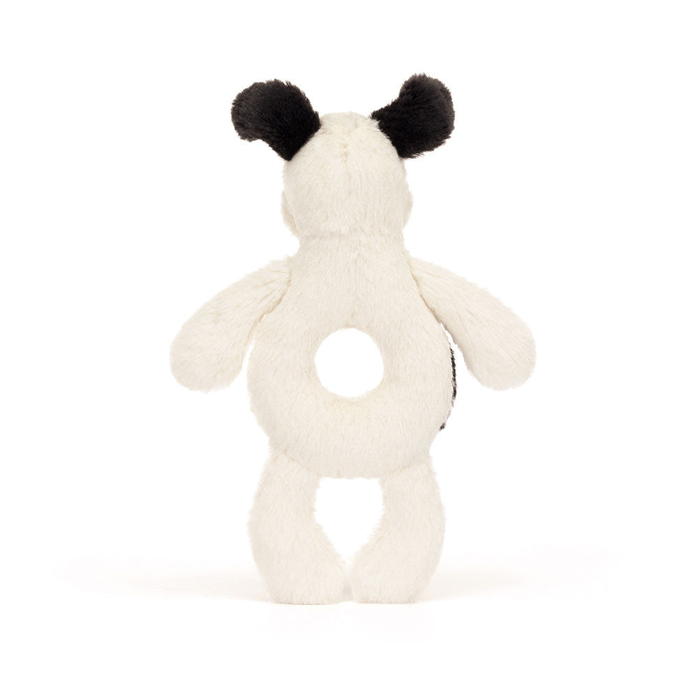 Bashful Black & Cream Puppy Ring Rattle - Jellycat Online