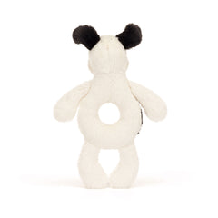 Bashful Black & Cream Puppy Ring Rattle - Jellycat Online