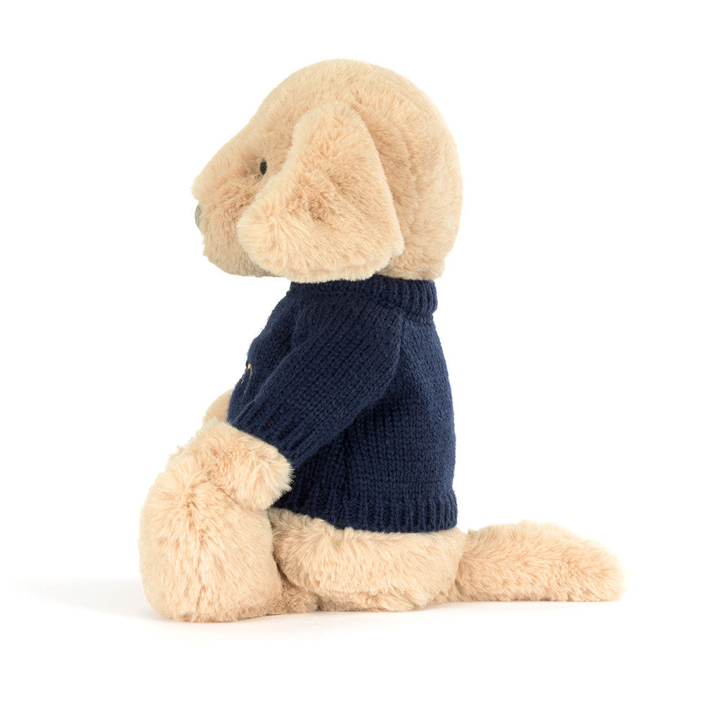 Bashful Luxe Puppy Orlando with Personalized Navy Jumper - Jellycat Discount