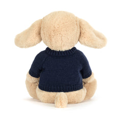 Bashful Luxe Puppy Orlando with Personalized Navy Jumper - Jellycat Discount