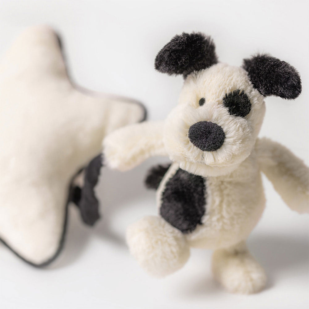 Bashful Black & Cream Puppy Musical Pull - Jellycat For Sale