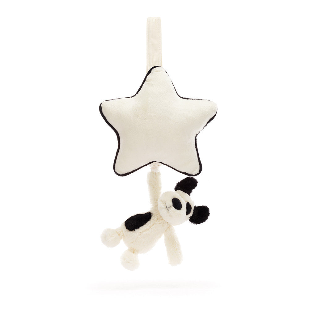 Bashful Black & Cream Puppy Musical Pull - Jellycat For Sale