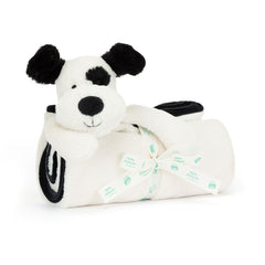 Bashful Black & Cream Puppy Blankie - Jellycat Sale
