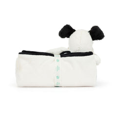 Bashful Black & Cream Puppy Blankie - Jellycat Sale