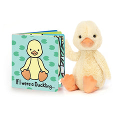 If I Were a Duckling Board Book & Bashful Duckling Medium - Jellycat For Sale