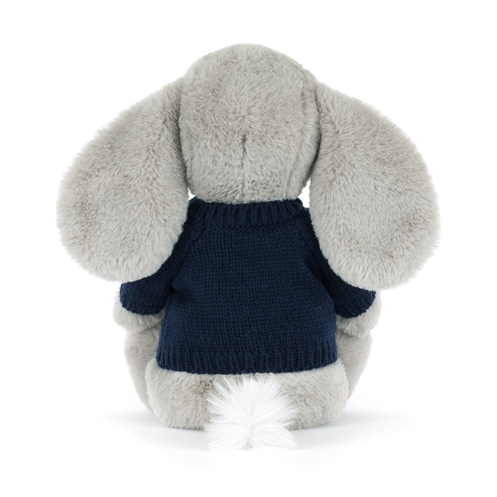 Bashful Luxe Elephant Thuddeus with Personalized Navy Jumper - Jellycat Online