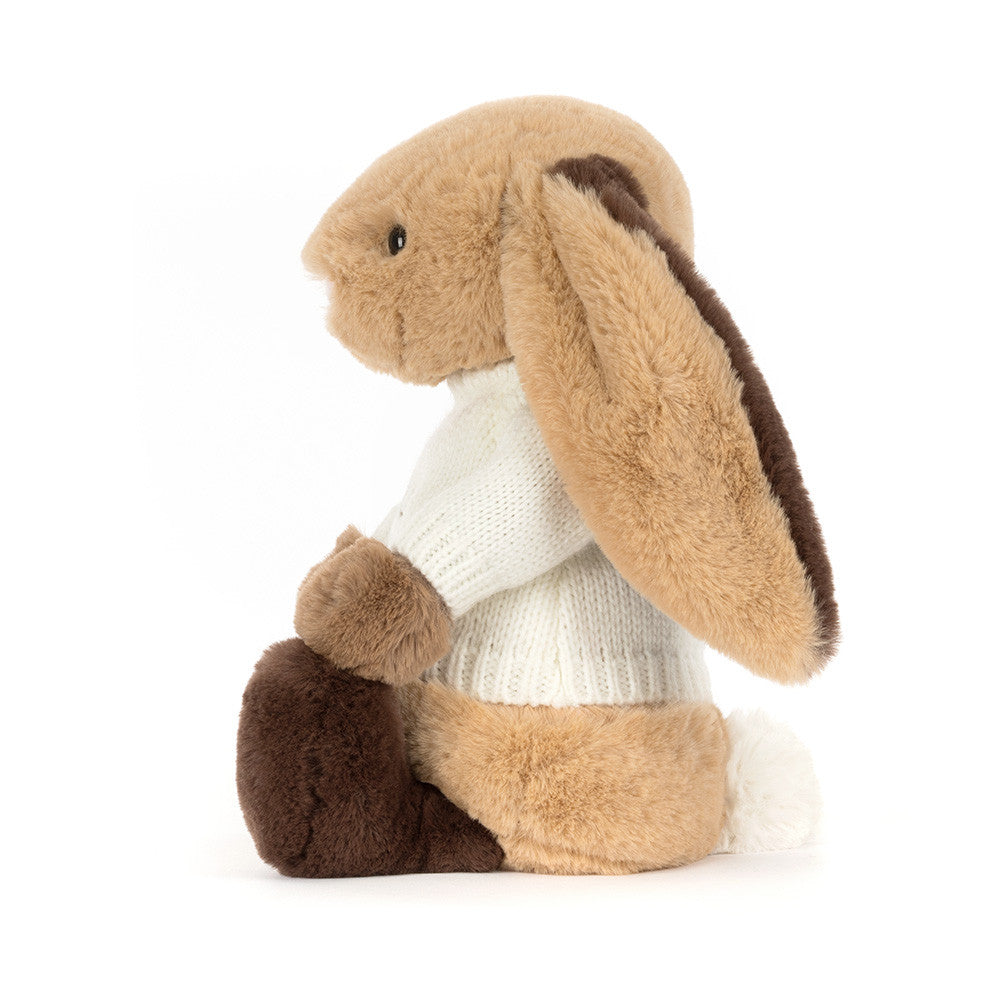 Bashful Patchwork Brown Bunny with Personalized Cream Jumper - Jellycat