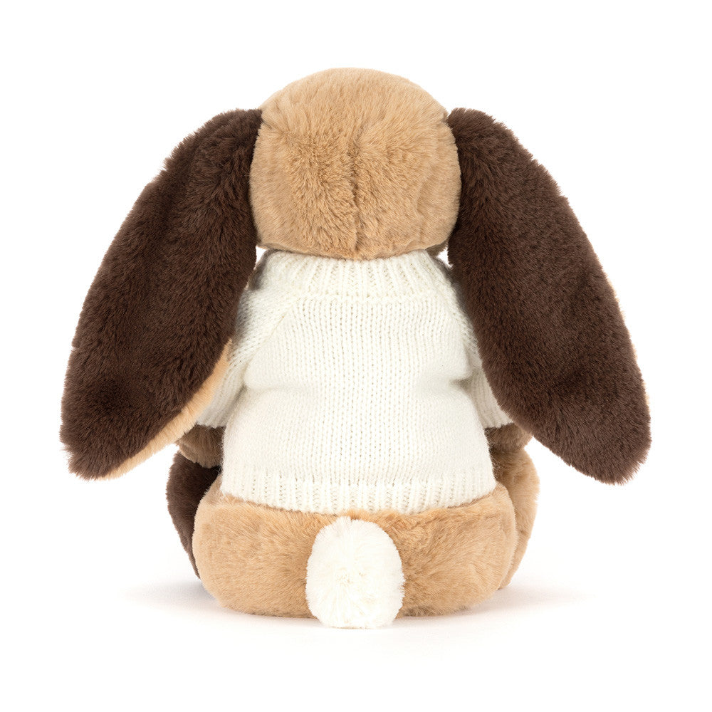 Bashful Patchwork Brown Bunny with Personalized Cream Jumper - Jellycat