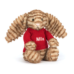 Bashful Luxe Bunny Juniper with Personalized Red Jumper - Jellycat Sale