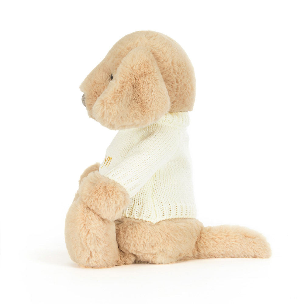 Bashful Luxe Puppy Orlando with Personalized Cream Jumper - Jellycat Sale