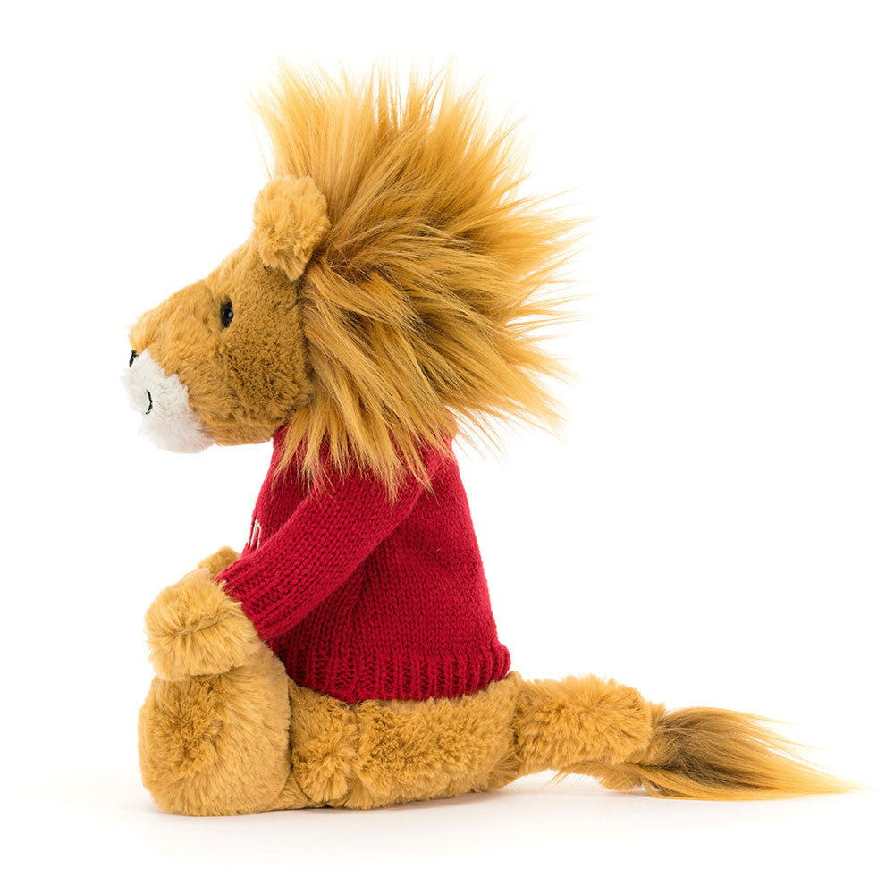 Bashful Lion with Personalized Red Jumper - Jellycat Online