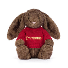 Hoppleston Luxe Bunny with Personalized Red Jumper - Jellycat For Sale