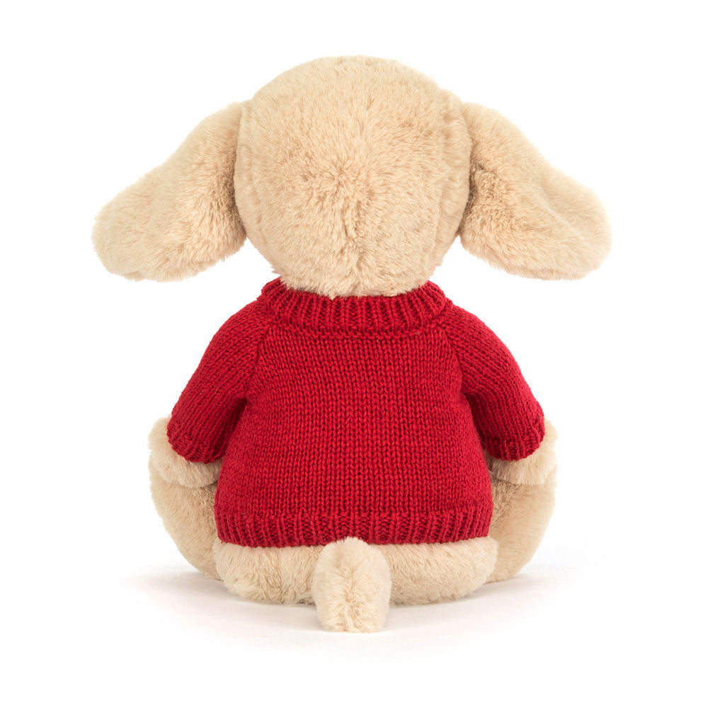 Bashful Luxe Puppy Orlando with Personalized Red Jumper - Jellycat Sale