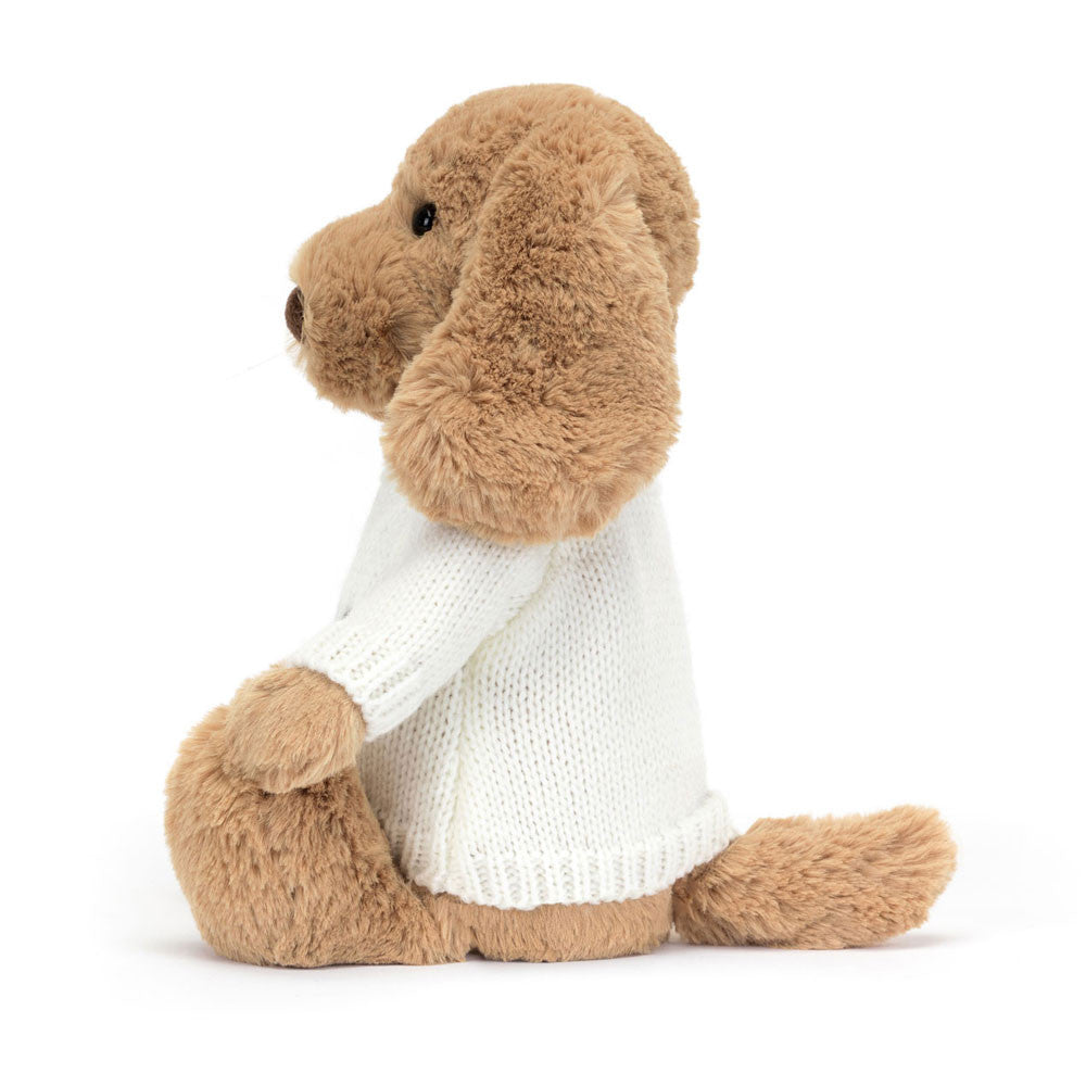 Bashful Toffee Puppy with Personalized Cream Jumper - Jellycat Online