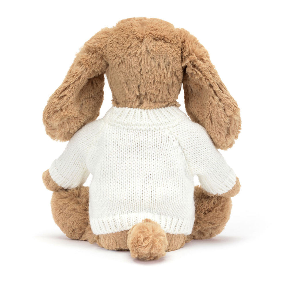 Bashful Toffee Puppy with Personalized Cream Jumper - Jellycat Online