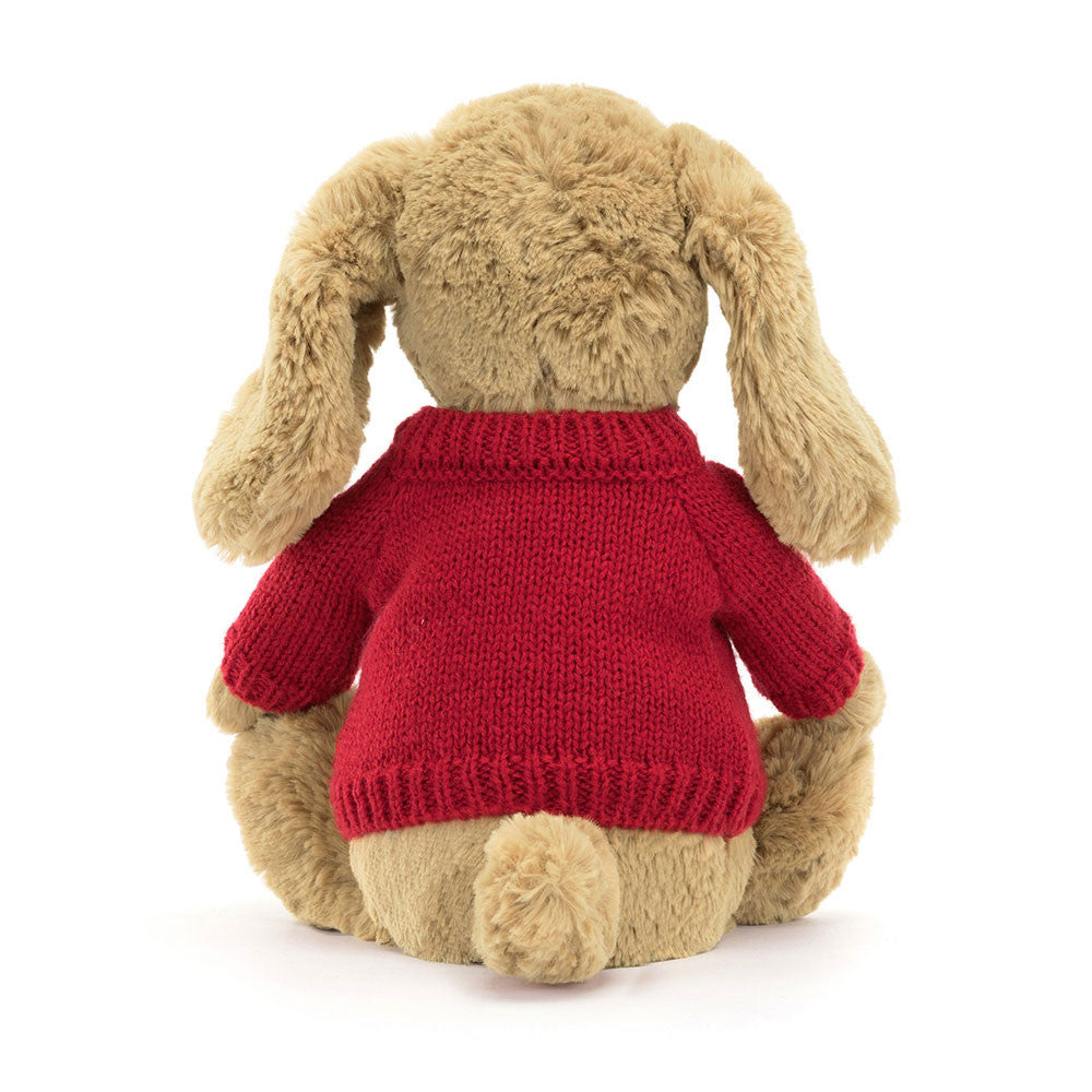 Bashful Toffee Puppy with Personalized Red Jumper - Jellycat Discount