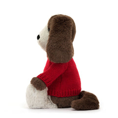 Bashful Fudge Puppy with Personalized Red Jumper - Jellycat For Sale