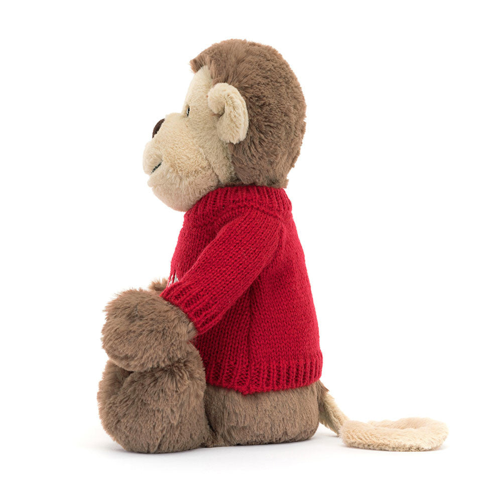 Bashful Monkey with Personalized Red Jumper - Jellycat Sale